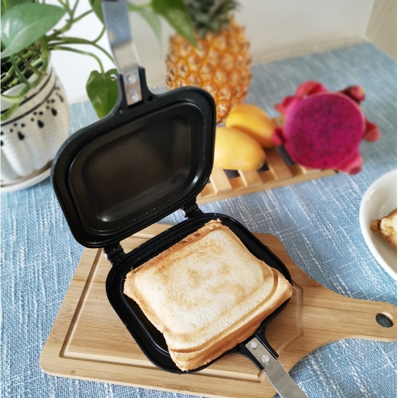 鑄鐵三明治吐司麪包模具早餐鍋鍋夾不粘日式烤盤鋁合金雙面戶外-細節圖7
