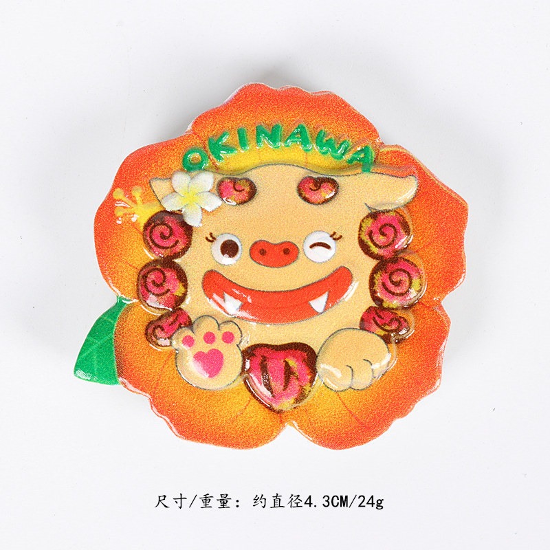 旅遊紀念品沖繩獅子冰箱貼開口閉口對獅子磁性貼-細節圖2