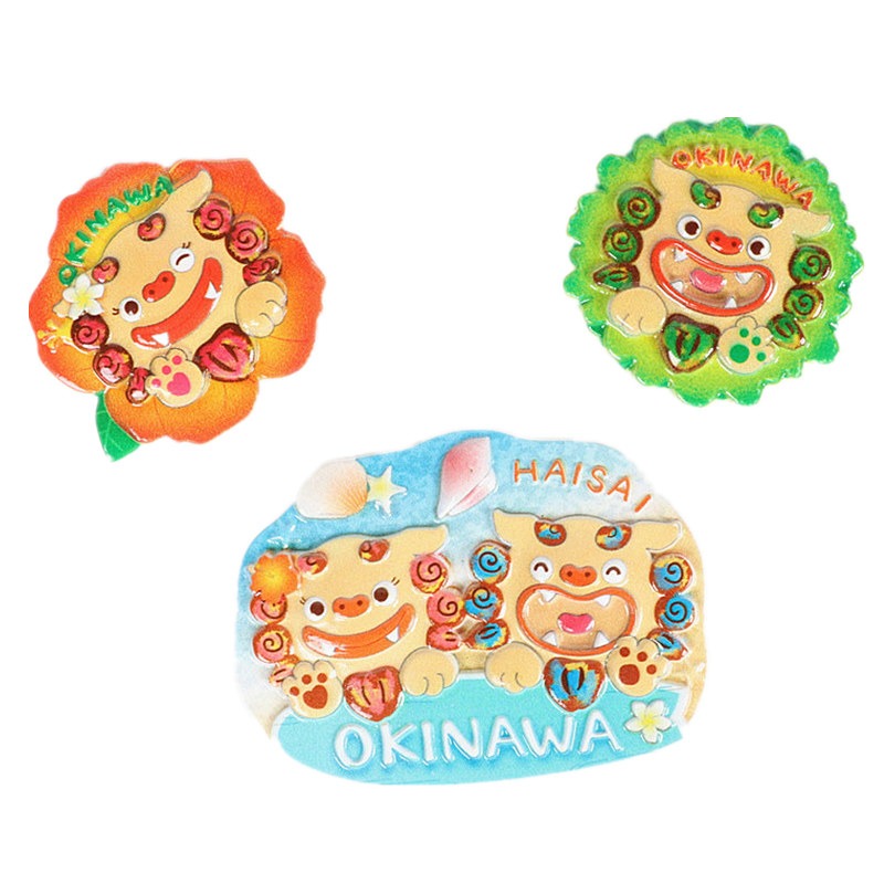 旅遊紀念品沖繩獅子冰箱貼開口閉口對獅子磁性貼-細節圖10