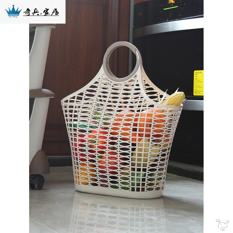 新品家用廚房收納籃超市買菜購物籃手提塑料收納筐拎蔬果放菜籃子-細節圖2