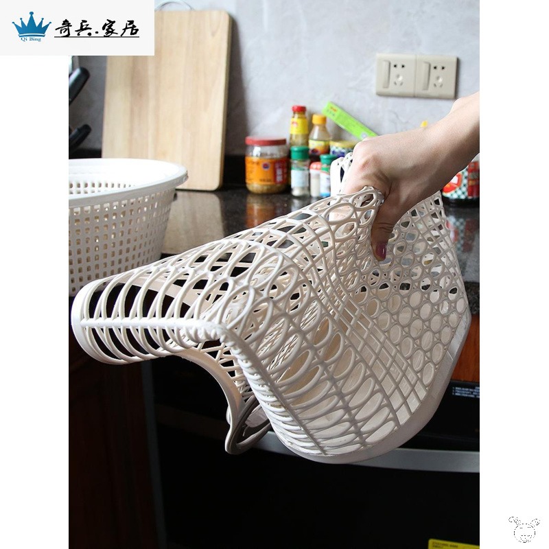 新品家用廚房收納籃超市買菜購物籃手提塑料收納筐拎蔬果放菜籃子-細節圖3