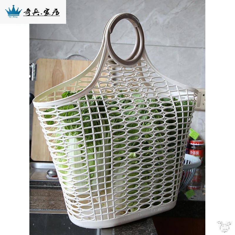 新品家用廚房收納籃超市買菜購物籃手提塑料收納筐拎蔬果放菜籃子-細節圖4