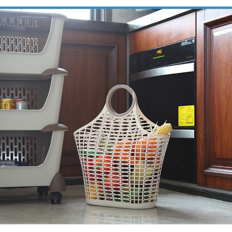 新品家用廚房收納籃超市買菜購物籃手提塑料收納筐拎蔬果放菜籃子-細節圖8