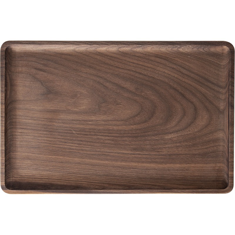 實木託盤黑胡桃木整木託盤無油漆日式木質茶盤長方形餐盤茶托-細節圖5