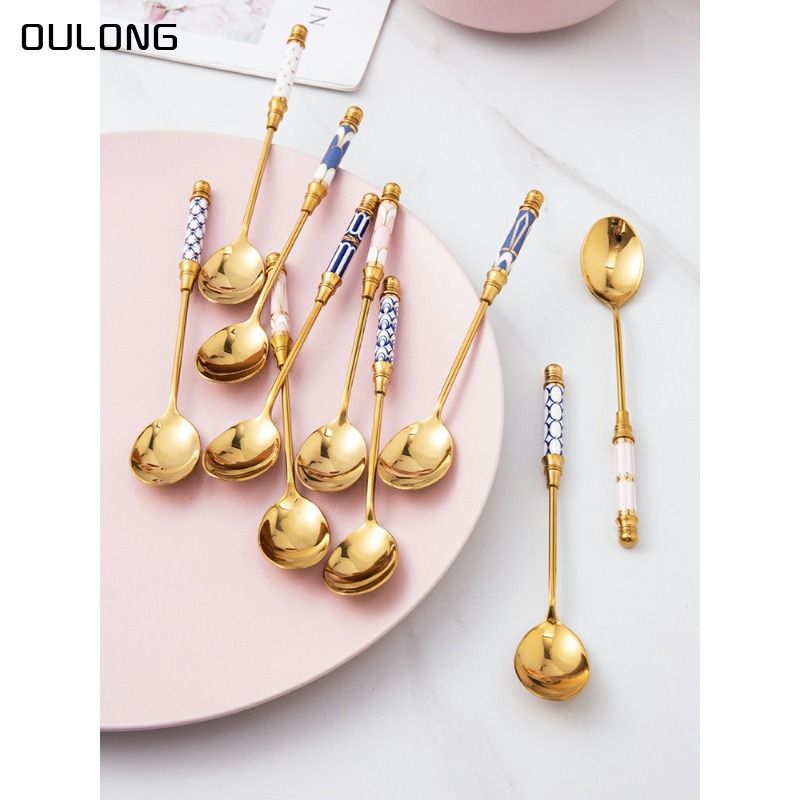 英式下午茶勺子精緻咖啡匙小調羹長柄攪拌勺甜品勺牛奶勺-細節圖3