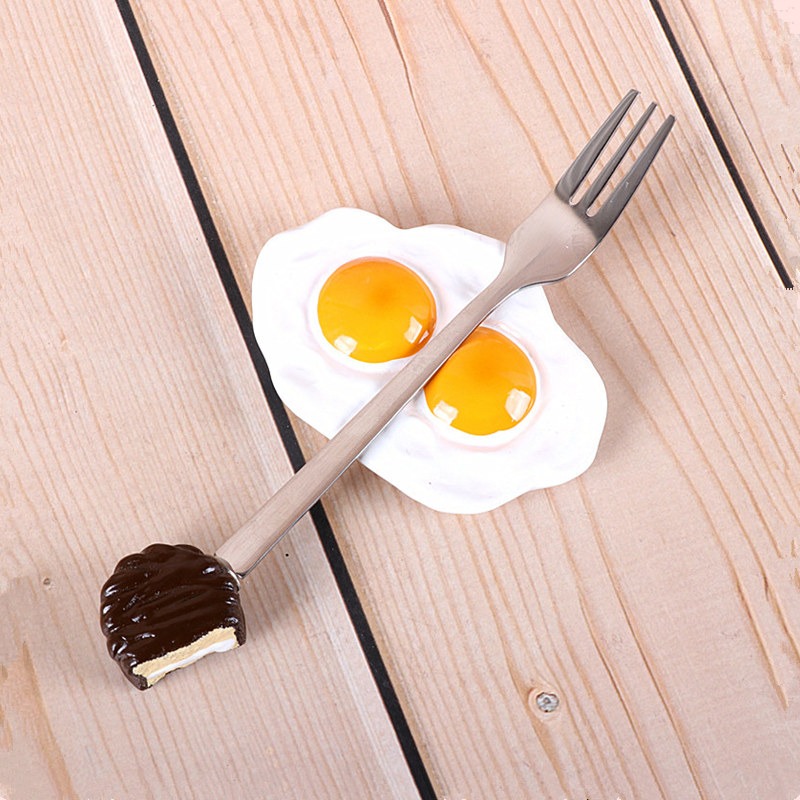 蛋糕勺子不銹鋼咖啡勺子可愛水果叉子甜品勺裝飾實用創意廚房裝飾-細節圖2