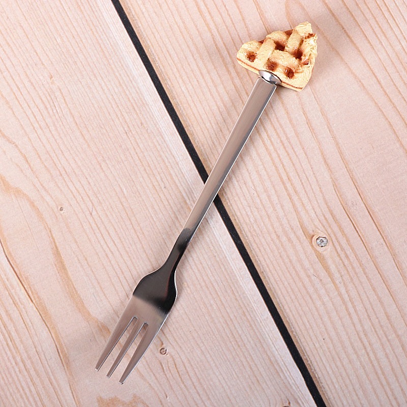 蛋糕勺子不銹鋼咖啡勺子可愛水果叉子甜品勺裝飾實用創意廚房裝飾-細節圖4