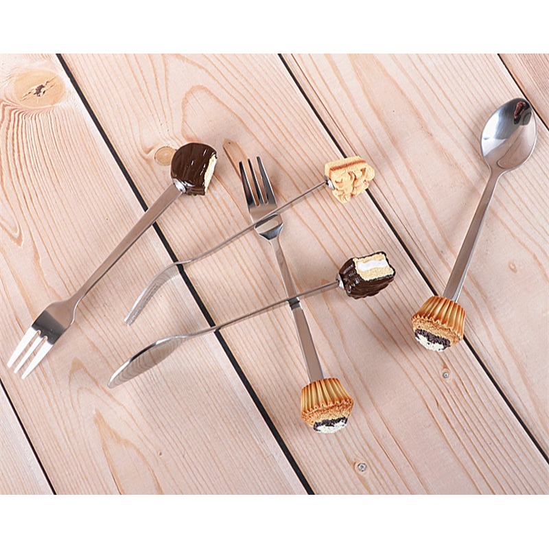 蛋糕勺子不銹鋼咖啡勺子可愛水果叉子甜品勺裝飾實用創意廚房裝飾-細節圖7