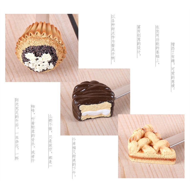 蛋糕勺子不銹鋼咖啡勺子可愛水果叉子甜品勺裝飾實用創意廚房裝飾-細節圖9