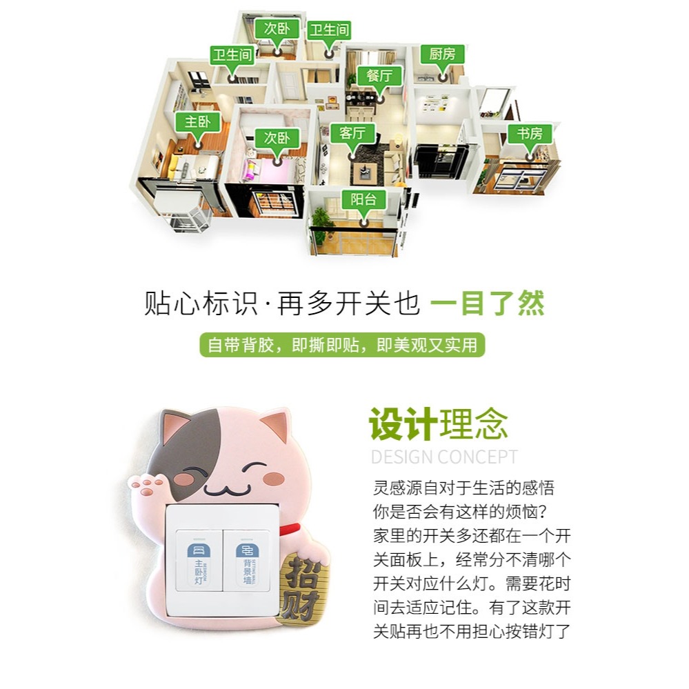 標識貼紙強電指示標示配電插座家用電燈開關表箱裝飾墻貼標簽-細節圖7