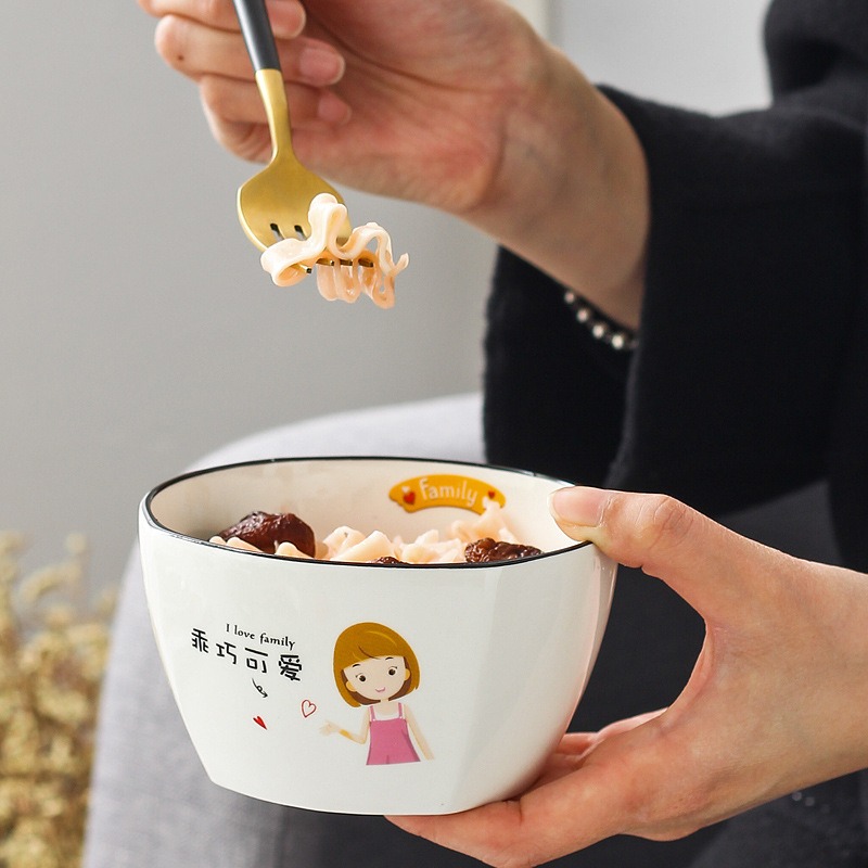 家庭碗親子碗勺餐具個性單個一人一碗創意陶瓷碗碟套裝家用分用碗-細節圖4