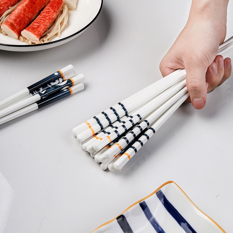 4雙陶瓷筷子家用高檔青花瓷防滑日式骨瓷筷網紅精緻抗摔衛生-細節圖4