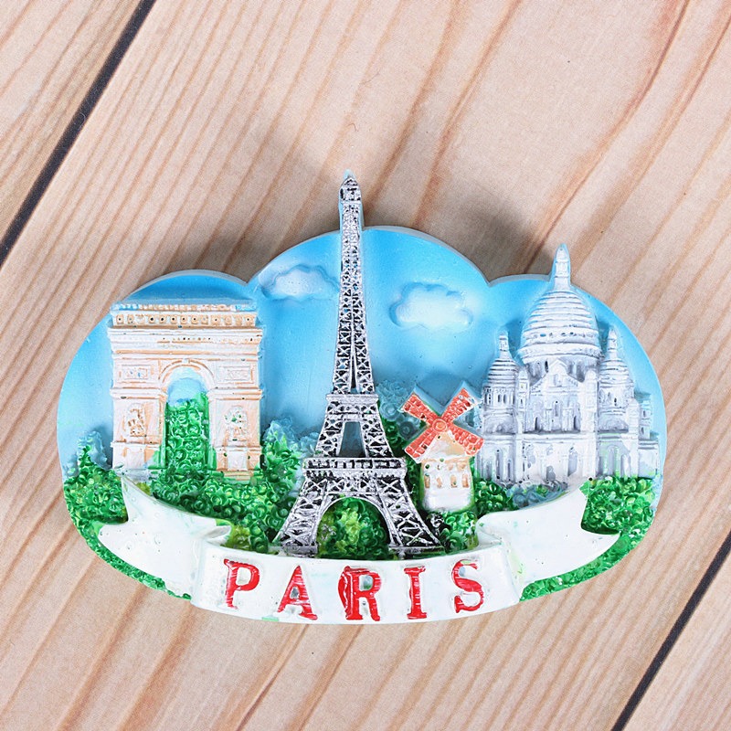 歐式國外冰箱貼法國巴黎特塔凱旋門聖心大教堂立體造型出國紀念品-細節圖3