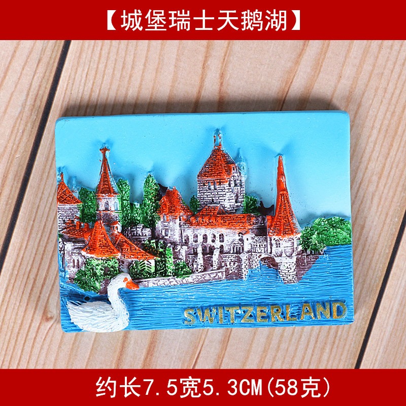 出國旅遊紀念瑞士冰箱貼天鵝湖城堡立體樹脂磁鐵-細節圖3