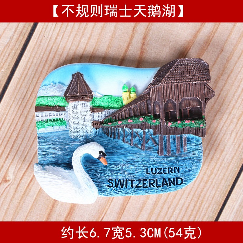 出國旅遊紀念瑞士冰箱貼天鵝湖城堡立體樹脂磁鐵-細節圖4