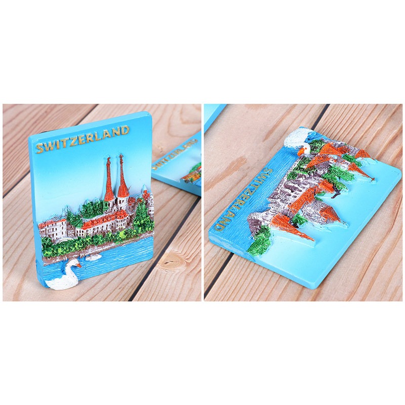 出國旅遊紀念瑞士冰箱貼天鵝湖城堡立體樹脂磁鐵-細節圖7