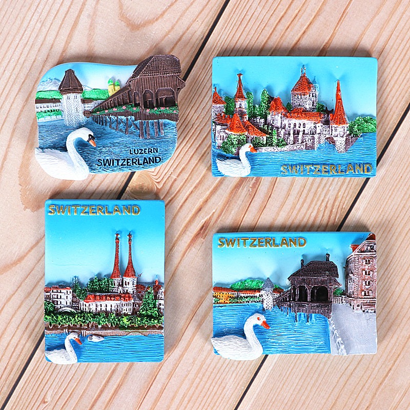 出國旅遊紀念瑞士冰箱貼天鵝湖城堡立體樹脂磁鐵-細節圖8
