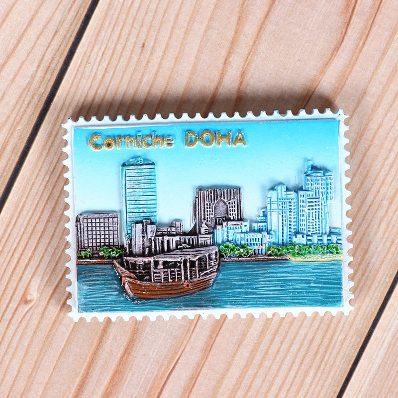 出國旅遊紀念卡塔爾冰箱貼亞運塔多哈港灣樹磁貼送外國朋友禮物-細節圖4