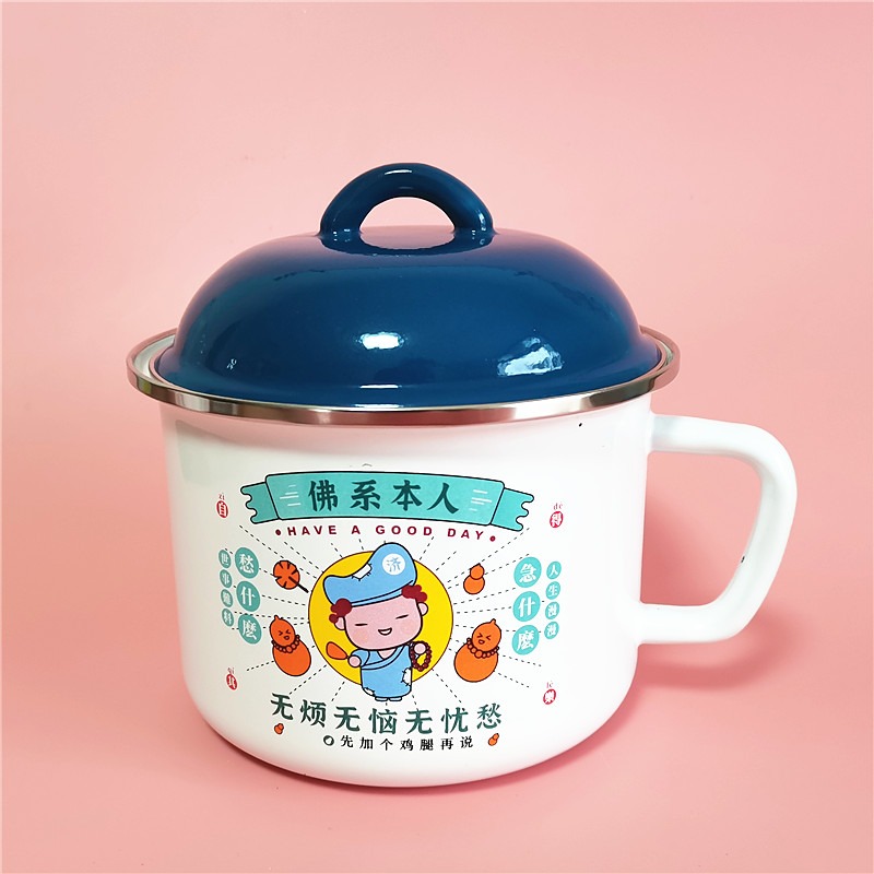 可愛帶蓋泡方便麪碗帶把宿舍學生陶瓷碗大號湯碗家用飯碗-細節圖4