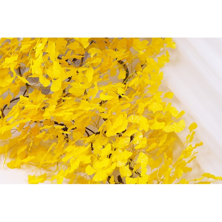 仿真銀杏葉塑料黃金色樹枝綠色植物葉子假樹樹葉造景店鋪秋季裝飾-細節圖4