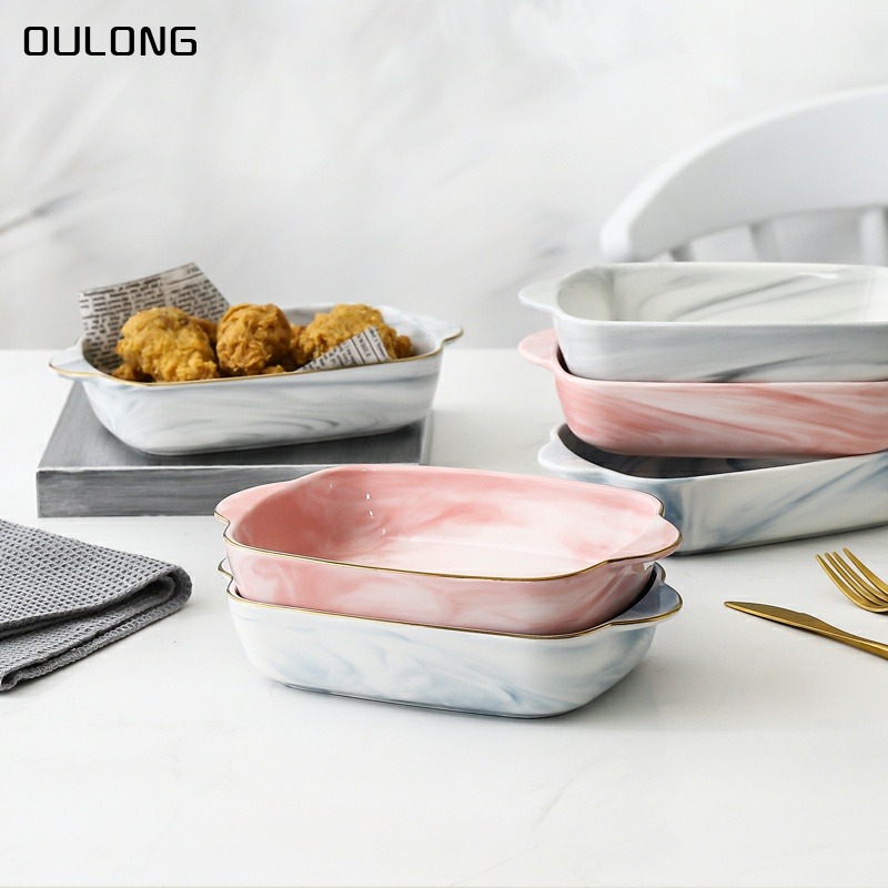 陶瓷微波爐烤盤芝士焗飯盤長方形烤箱專用餐具家用菜盤子焗飯烤碗-細節圖2