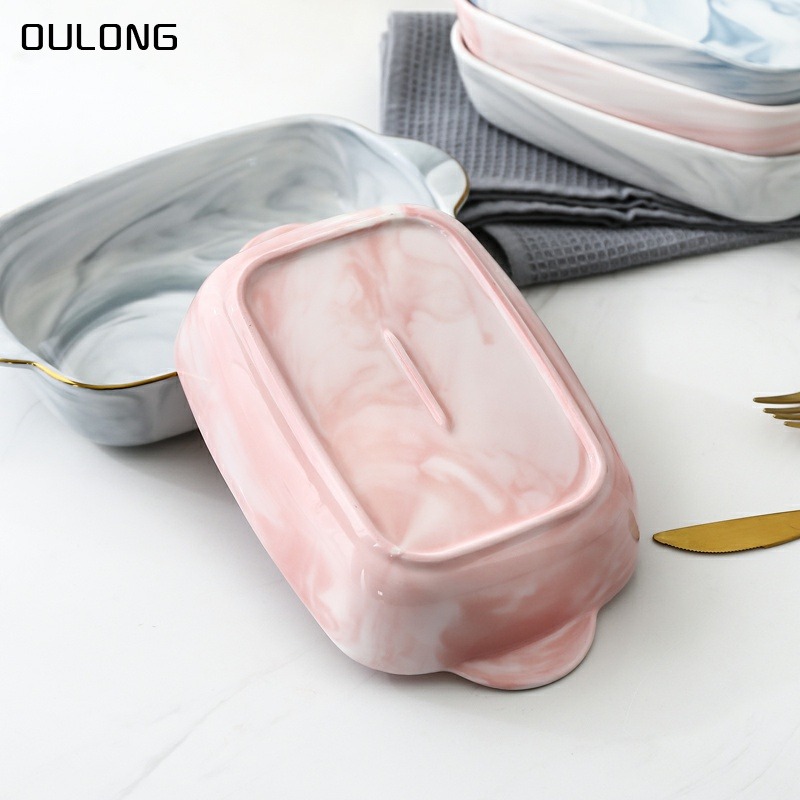 陶瓷微波爐烤盤芝士焗飯盤長方形烤箱專用餐具家用菜盤子焗飯烤碗-細節圖3