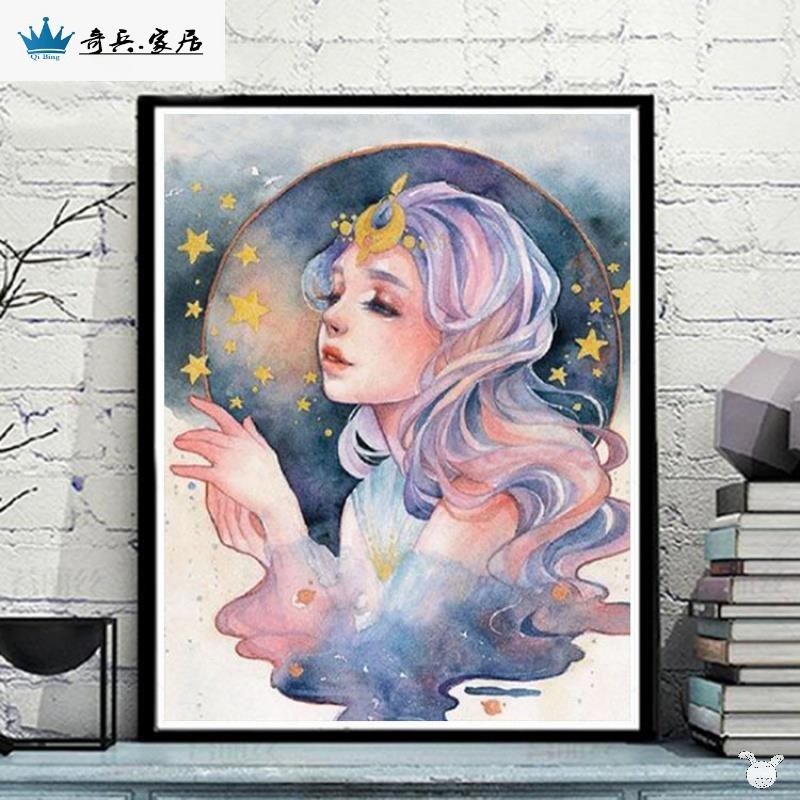 人物油畫數學油彩畫手工diy數字背景墻畫繪畫大幅填色手繪少女厚-細節圖3