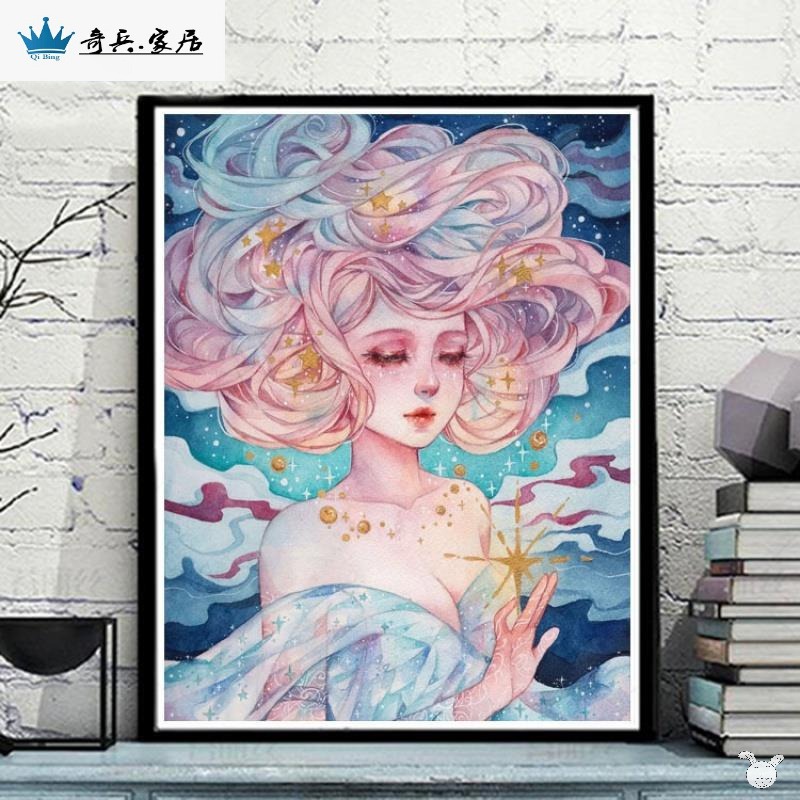 人物油畫數學油彩畫手工diy數字背景墻畫繪畫大幅填色手繪少女厚-細節圖4