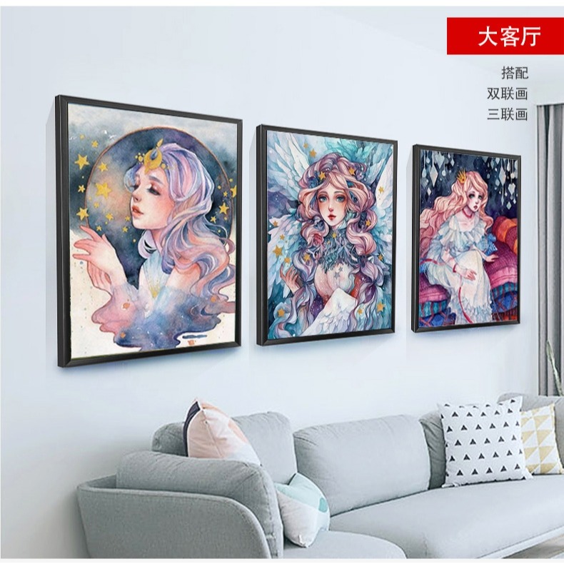 人物油畫數學油彩畫手工diy數字背景墻畫繪畫大幅填色手繪少女厚-細節圖7