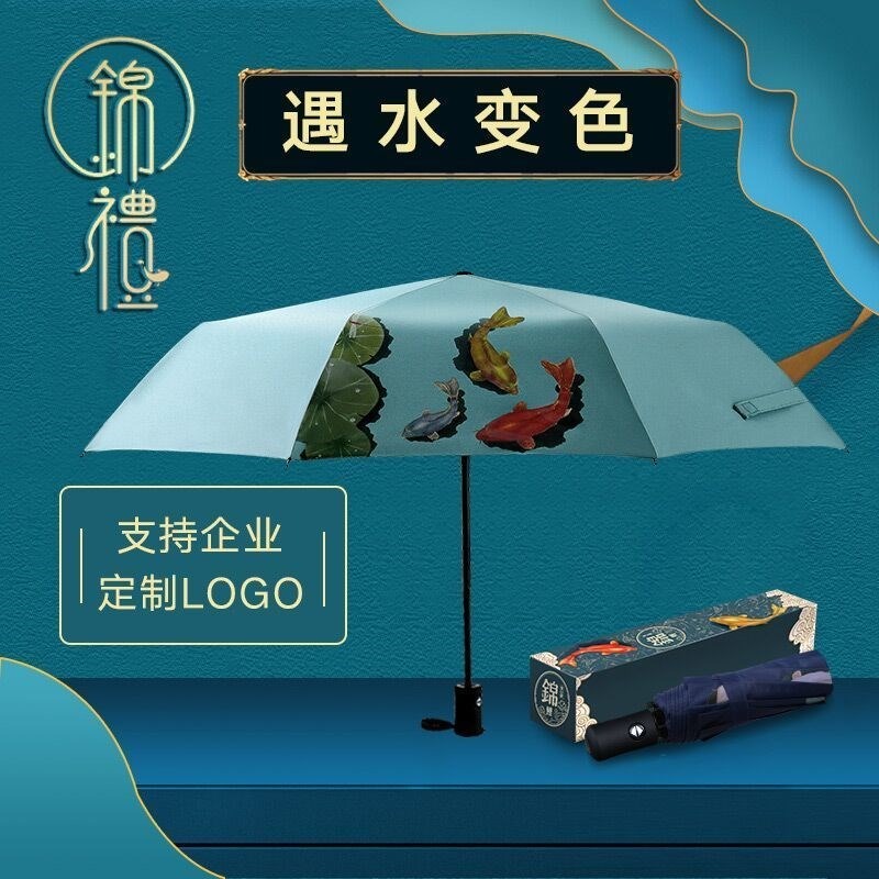 雨傘男遇水變色女學生晴雨兩用遮陽傘全自動折疊防曬太陽傘定製傘-細節圖2