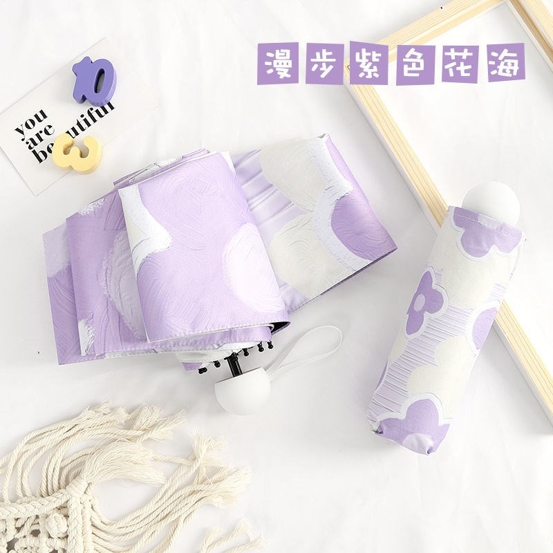 法式油畫ins太陽傘防曬防紫外線全自動雨傘女晴雨兩用5折疊遮陽傘-細節圖5