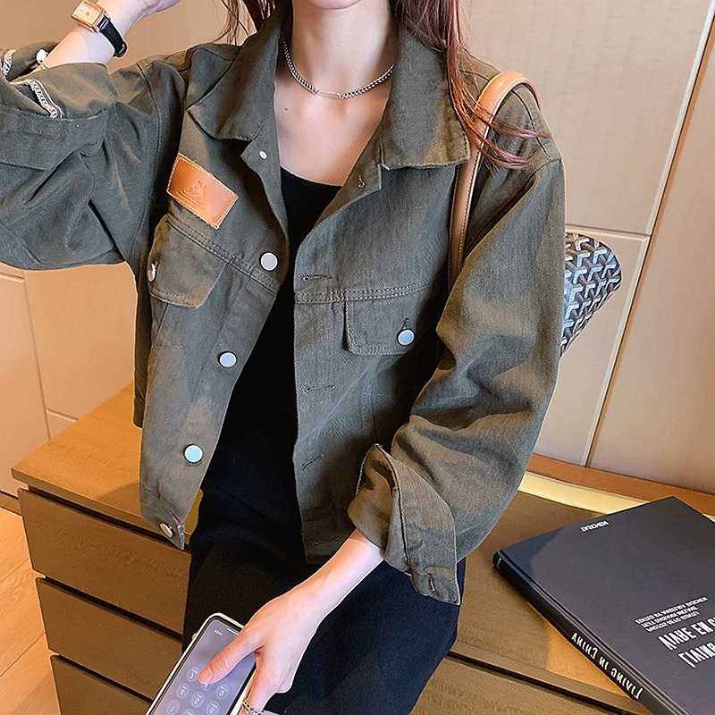 工裝牛仔外套女春秋季薄款年新款初秋百搭短款上衣ins潮早秋-細節圖3