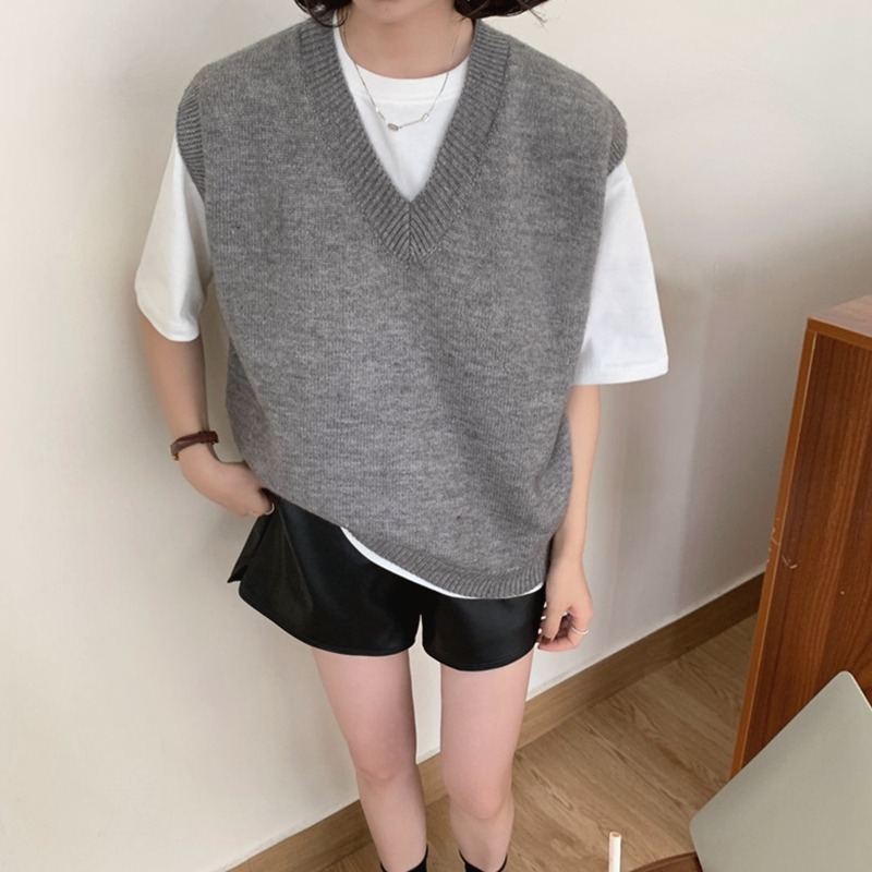 針織背心馬甲女春秋年新款上衣黑色v領毛衣馬夾短款秋冬外搭-細節圖4