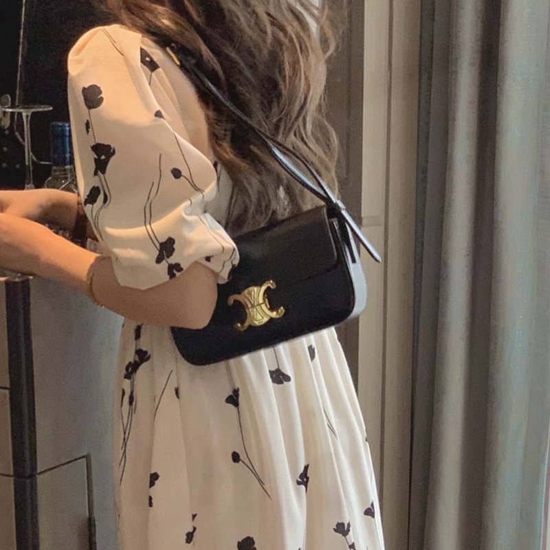 年新款法式御姐赫本風長裙茶歇初戀小白裙泡泡袖連衣裙子女夏-細節圖4
