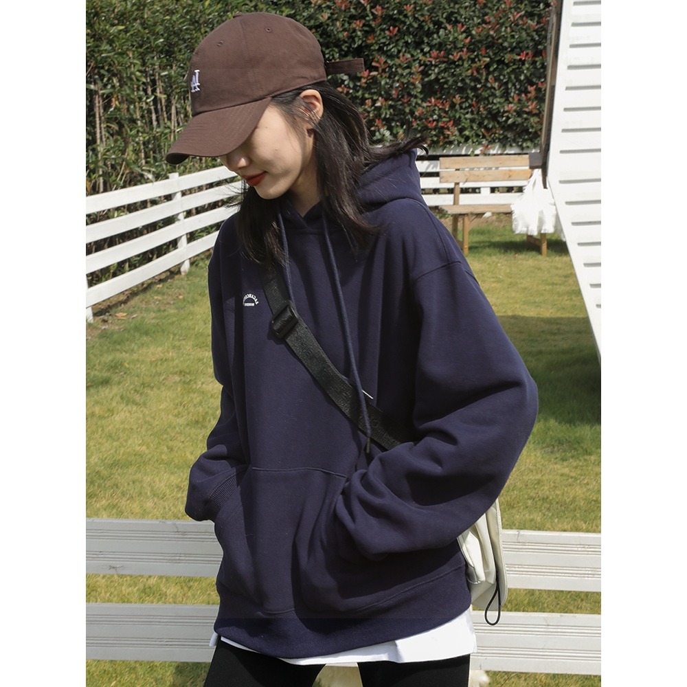 年新款連帽衛衣女寬松bf慵懶風早秋上衣設計感小眾春秋ins潮-細節圖3