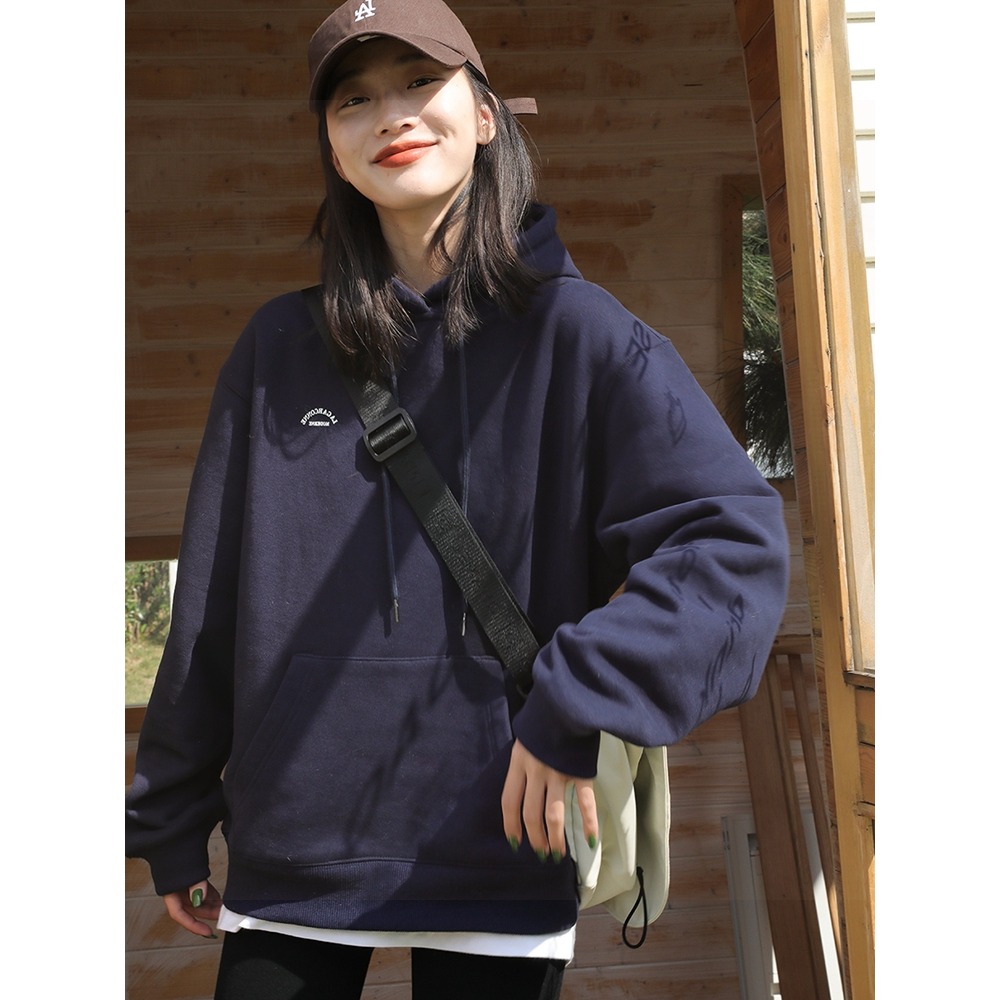 年新款連帽衛衣女寬松bf慵懶風早秋上衣設計感小眾春秋ins潮-細節圖4