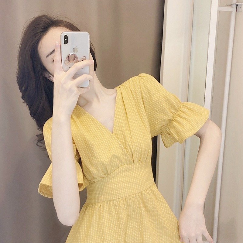 法式復古茶歇裙小個子梗桔初戀森系可鹽可甜連衣裙女夏年新款-細節圖2