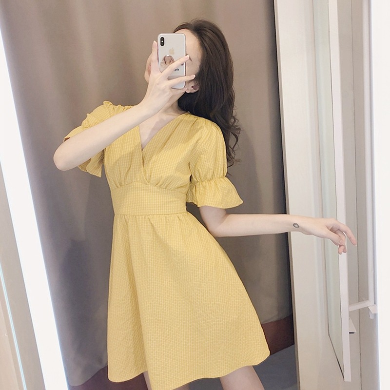 法式復古茶歇裙小個子梗桔初戀森系可鹽可甜連衣裙女夏年新款-細節圖4