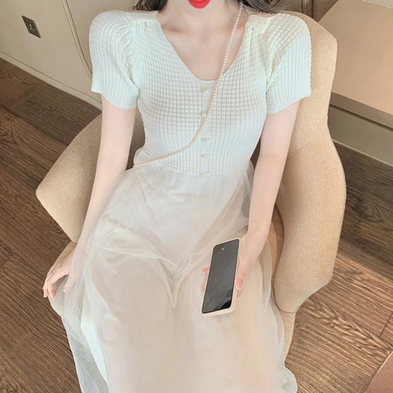 長裙氣質超仙女森系法式甜美初戀小裙子茶歇紫色連衣裙女薄款夏季-細節圖4