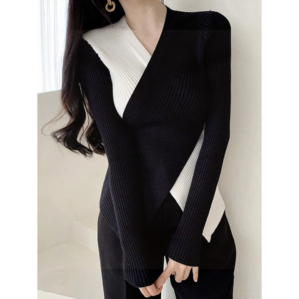 年新款chic早秋季上衣修身短款內搭毛衣秋冬洋氣打底針織衫女-細節圖3