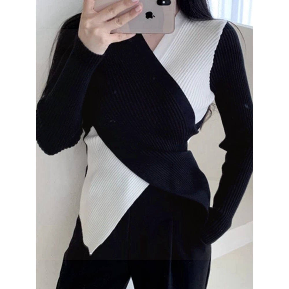 年新款chic早秋季上衣修身短款內搭毛衣秋冬洋氣打底針織衫女-細節圖5
