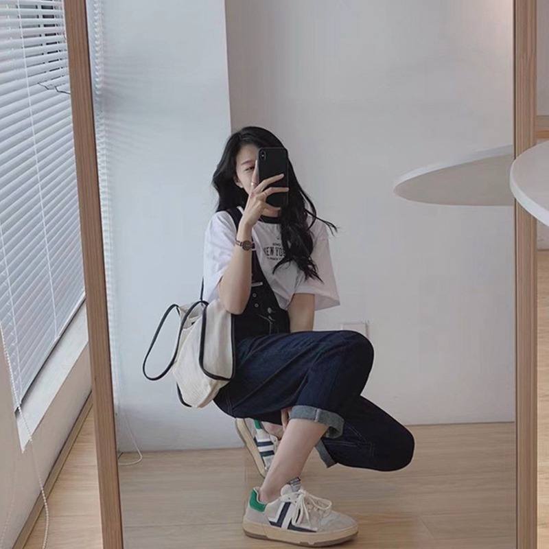 夏季牛仔連體褲洋氣減齡年新款吊帶闊腿褲小個子顯高背帶褲女-細節圖3