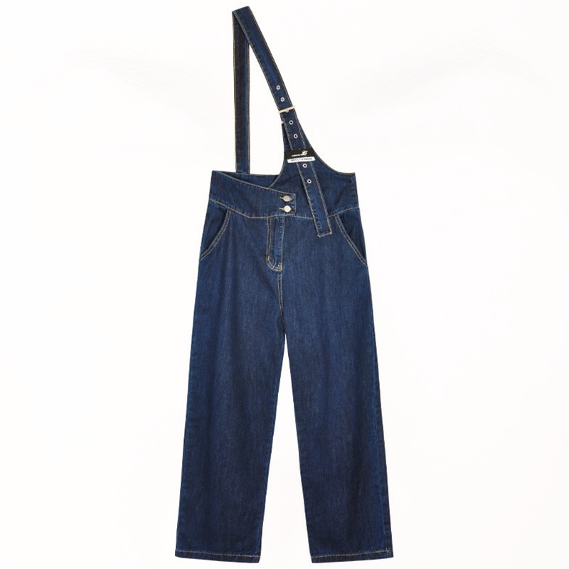 夏季牛仔連體褲洋氣減齡年新款吊帶闊腿褲小個子顯高背帶褲女-細節圖5