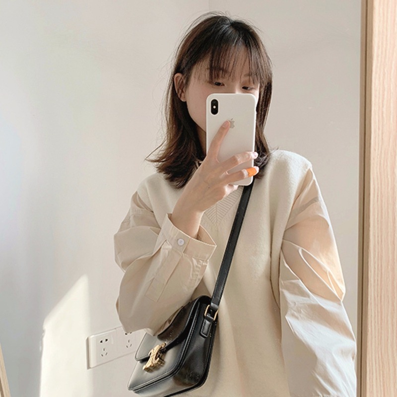 白色針織背心女無袖馬甲年新款上衣春秋v領坎肩毛衣短款馬夾-細節圖2