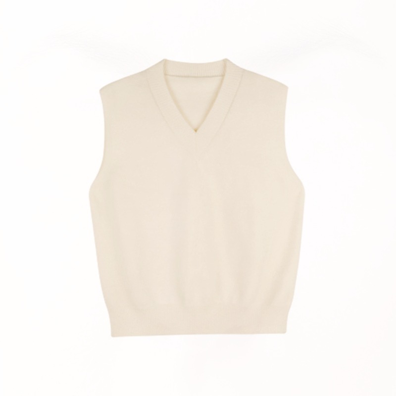 白色針織背心女無袖馬甲年新款上衣春秋v領坎肩毛衣短款馬夾-細節圖5