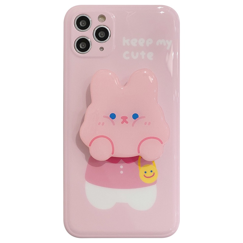 粉色可愛兔子支架適用iphone12pro max蘋果11手機殼iphonex軟硅膠xsmax卡通xr日韓8plus女7-細節圖2