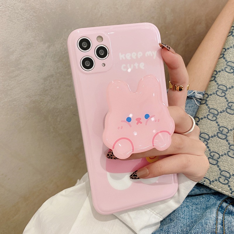 粉色可愛兔子支架適用iphone12pro max蘋果11手機殼iphonex軟硅膠xsmax卡通xr日韓8plus女7-細節圖3