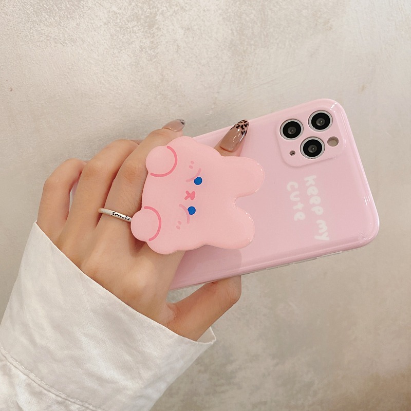 粉色可愛兔子支架適用iphone12pro max蘋果11手機殼iphonex軟硅膠xsmax卡通xr日韓8plus女7-細節圖4