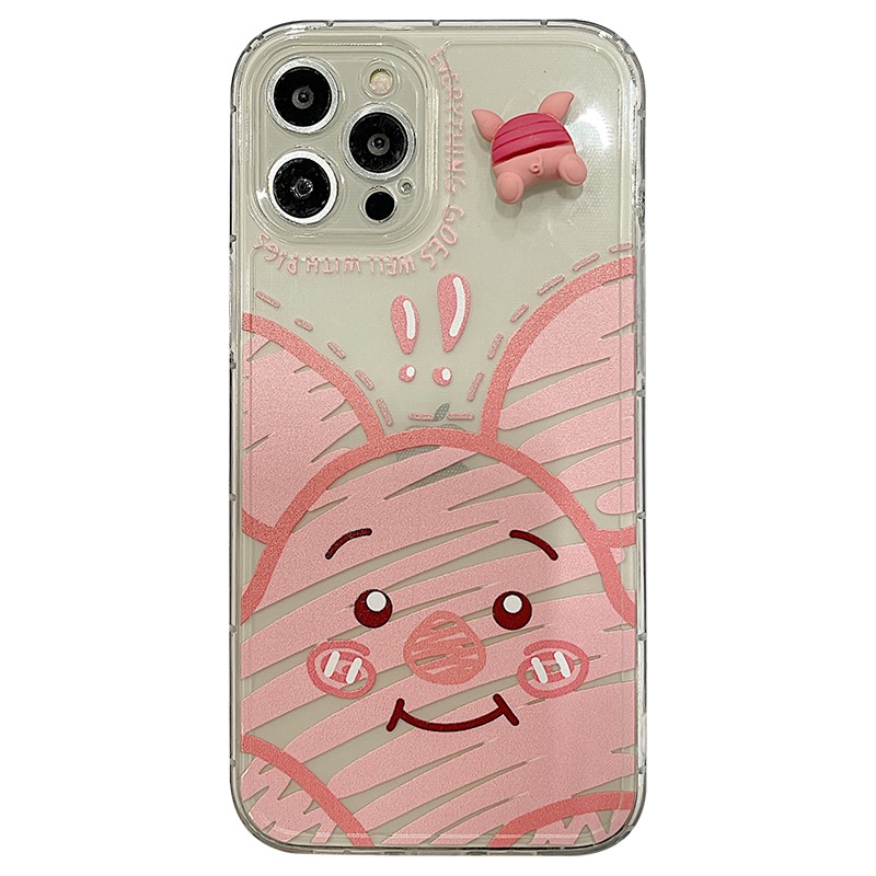塗鴉卡通旋轉皮傑豬適用iphone13/12pro max蘋果11手機殼iphonex透明xsmax情侶x/xr日韓8p-細節圖2