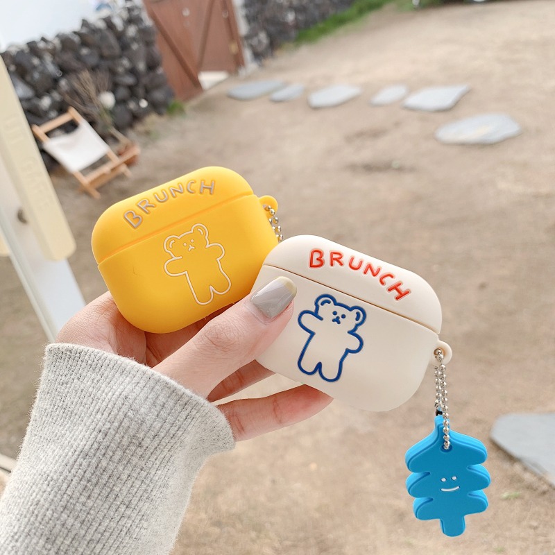 韓風呼啦圈小熊airpods pro保護套蘋果1/2代無線耳機套airpods掛件軟殼-細節圖3